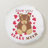 Love you beary much for Valentine's Day Rond Kussen (Achterkant)