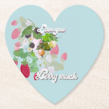 Love You Berry Much Papieren Onderzetter Hart