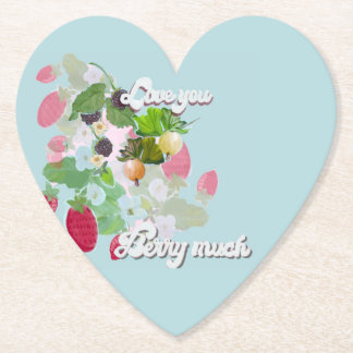 Love You Berry Much Papieren Onderzetter Hart