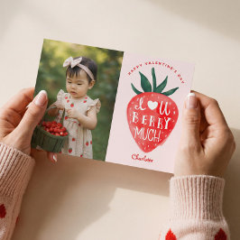 Love You Berry Much Strawberry Valentine's Photo Feestdagen Kaart