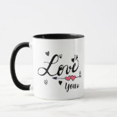Love You Black Typography Coffee Mok (Links)