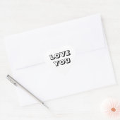 Love You, black white modern bold typografie hart Sticker (Envelop)