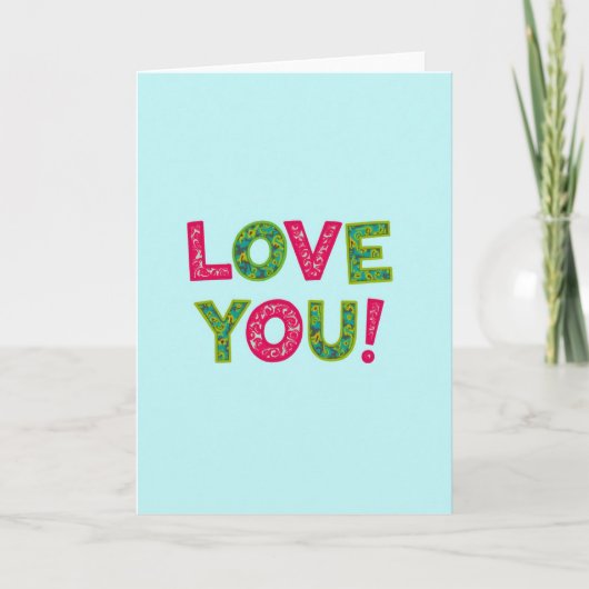 Love You Bold Bright Card Kaart (Voorkant)