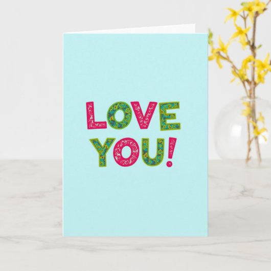 Love You Bold Bright Card Kaart (Gele Bloem)