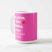 Love You Bubbe Gift Gepersonaliseerde Hot Pink + H Koffiemok (Voorkant links)