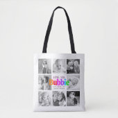 Love You Bubbie Kleurrijke Moderne 8 Fotocollage Tote Bag (Voorkant)