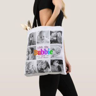 Love You Bubbie Kleurrijke Moderne 8 Fotocollage Tote Bag