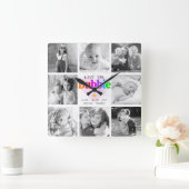 Love You Bubbie Kleurrijke Moderne 8 Fotocollage Vierkante Klok (Huis)