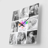 Love You Bubbie Kleurrijke Moderne 8 Fotocollage Vierkante Klok (Hoek)