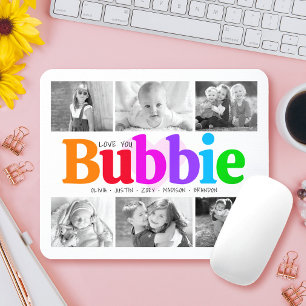 Love You Bubbie Kleurrijke Regenboog 6 Foto Collag Muismat