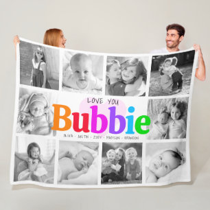 Love You Bubbie Regenboog 10 Fotocollage Modern Fleece Deken
