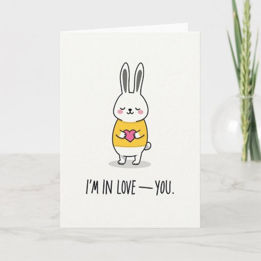 Love You Bunny Heart Card Kaart (Voorkant)