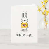 Love You Bunny Heart Card Kaart (Gele Bloem)