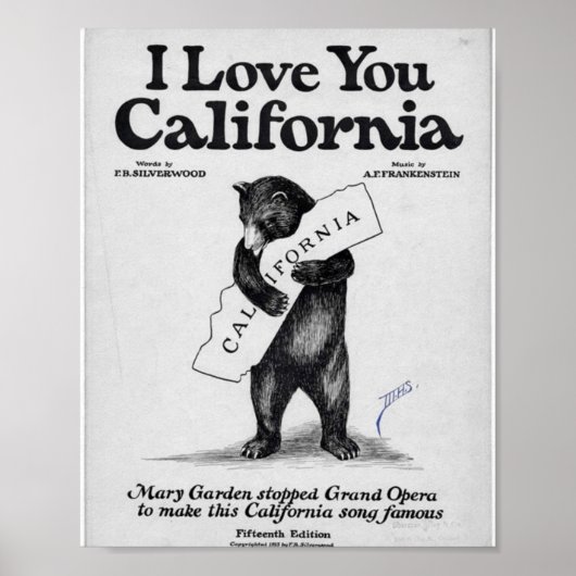 Love You California Sheet Music Poster (Voorkant)