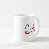 Love You Calligraphy en Hearts Coffee Mok (Voorkant rechts)