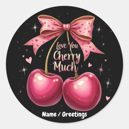 Love You Cherry Much Een leuke Valentijn Ronde Sticker (Voorkant)