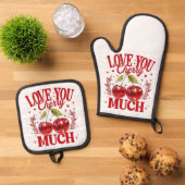 Love you Cherry Much Pothouder Ovenwant & Pannenlap Set (Top down)