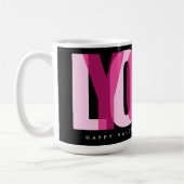 Love You Custom Happy Valentine's Day Pink Black Koffiemok (Links)
