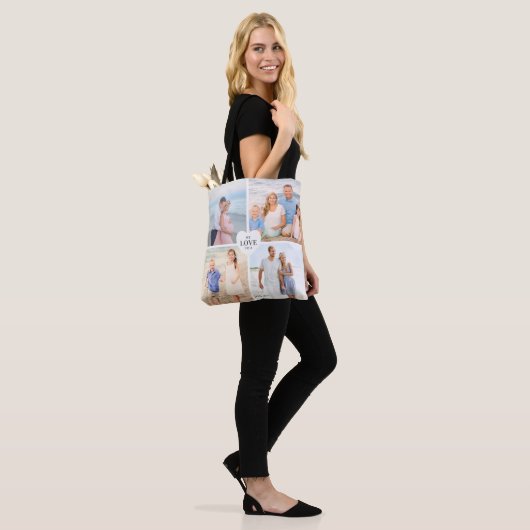 Love You Custom Heart Photo Collage Tote Bag (Op model)