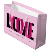 Love You Custom Name Happy Valentine's Day Pink Groot Cadeauzakje (Voorkant Gekanteld)