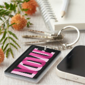 Love You Custom Photo Modern Typography Black Pink Sleutelhanger (Voorkant Rechts)