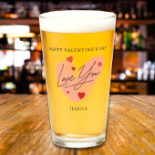 Love You Custom Tekst Naam Waterverf Red Hearts Glas