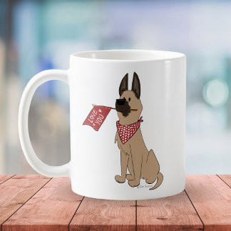 Love You Cute Dog Cartoon White Simple Mug Koffiemok