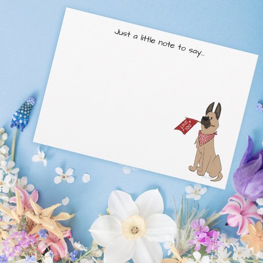 Love You Cute Dog Flat Note Card Notitiekaartje