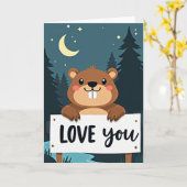 Love You Cute Forest Animal Card Kaart (Gele Bloem)