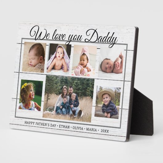 Love You Dad 7 Photo Collage Vaderdag Wood Fotoplaat (Zijkant)