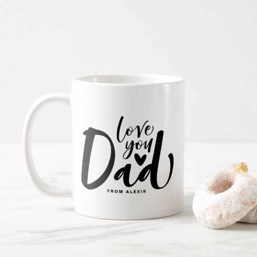 Love You Dad Black Lettering Vaderdag Custom Koffiemok (Met donut)