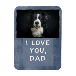 Love You Dad Custom Donkerblauwe Hond Fotomagneet  Magneet