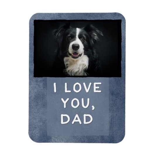 Love You Dad Custom Donkerblauwe Hond Fotomagneet  Magneet (Verticaal)