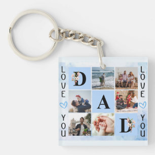 Love You Dad Custom Photo Collage - Gepersonalisee Sleutelhanger