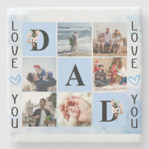 Love You Dad Custom Photo Collage - Gepersonalisee Stenen Onderzetter