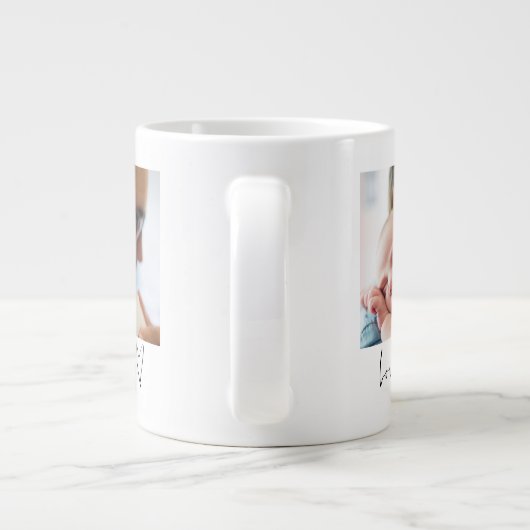 Love You Dad Heart Foto 1st Fathers Day Grote Koffiekop (Achterkant)