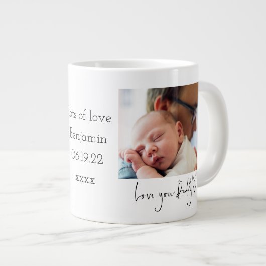 Love You Dad Heart Foto 1st Fathers Day Grote Koffiekop (Voorkant rechts)