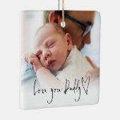 Love You Dad Modern Script Heart Photo Overlay Keramisch Ornament (Rechts)