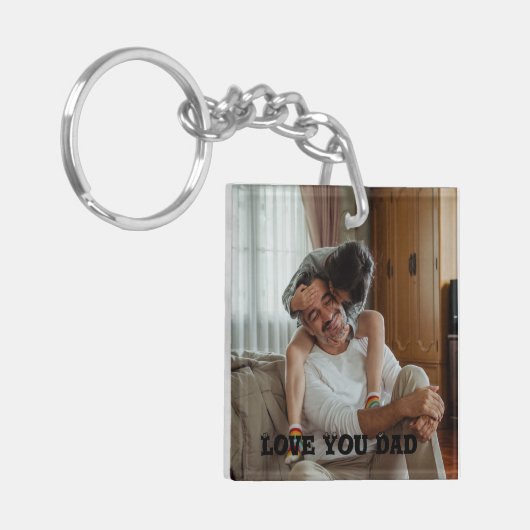 Love You dad Personalized Photo Sleutelhanger (Voorkant Links)