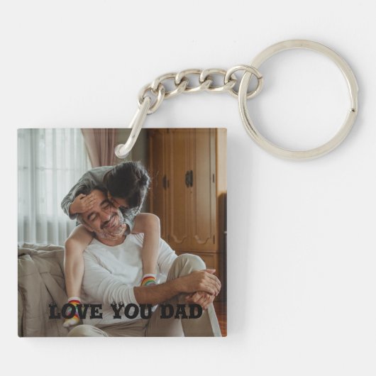 Love You dad Personalized Photo Sleutelhanger (Achterkant)