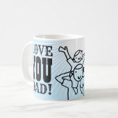 Love You Dad Quote Typografie Cartoon Vaderdag Koffiemok (Voorkant links)