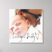 Love You Dad Script Heart Custom Photo Overlay C Canvas Afdruk (Voorkant)
