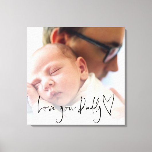 Love You Dad Script Heart Custom Photo Overlay C Canvas Afdruk (Voorkant)