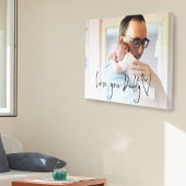 Love You Dad Script Heart Photo Overlay Canvas Afdruk