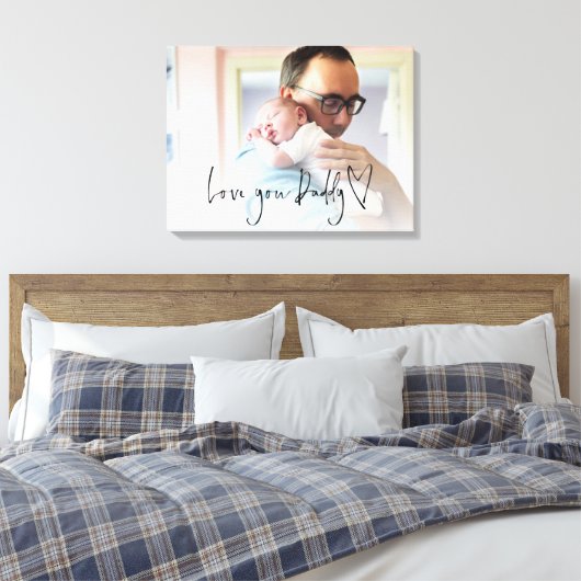 Love You Dad Script Heart Photo Overlay Canvas Afdruk (Insitu (Slaapkamer))
