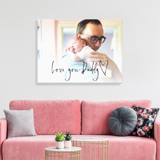 Love You Dad Script Heart Photo Overlay Canvas Afdruk (Insitu (Woonkamer))