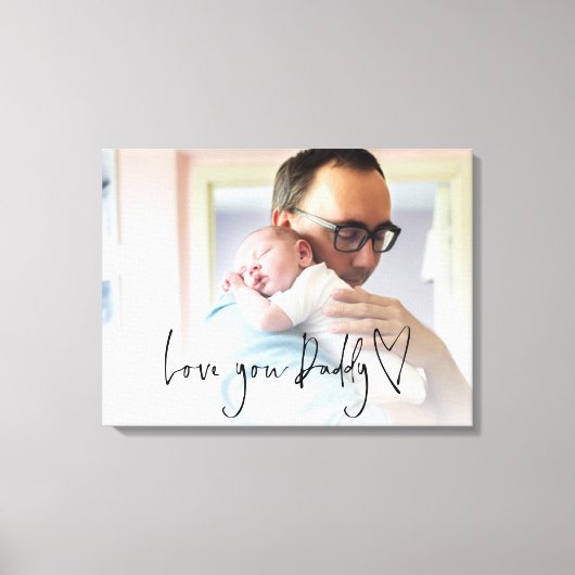 Love You Dad Script Heart Photo Overlay Canvas Afdruk (Voorkant)