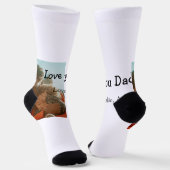 Love You Dad vaderdag Voeg foto naam Eenvoudig toe Sokken (Gebogen)