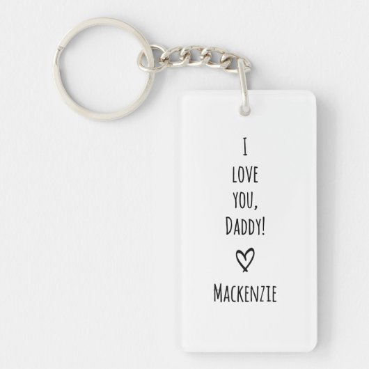 Love You Daddy Eenvoudige Handgeschreven Chic Kind Sleutelhanger (Voorkant)