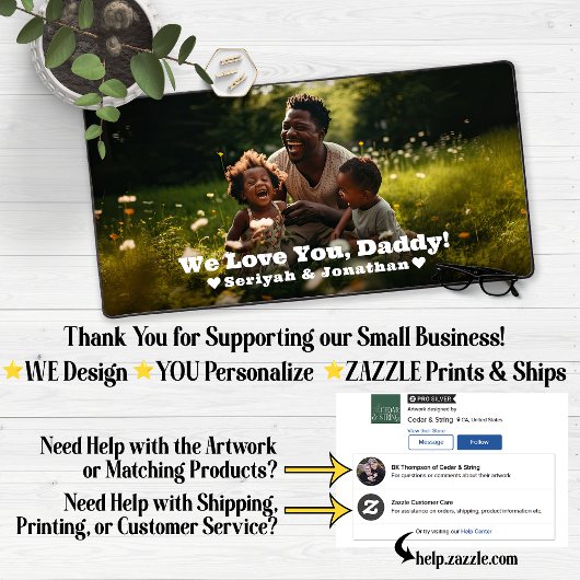 Love You Daddy gepersonaliseerde foto Bureaumat